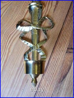 Brass big ribbon bow torch candle holder wall hanging decor