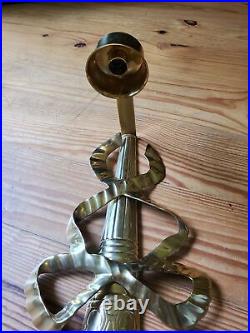 Brass big ribbon bow torch candle holder wall hanging decor