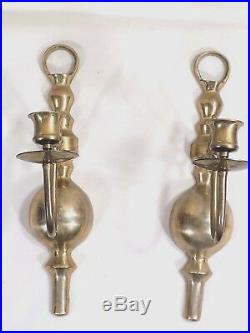 Brass candle wall sconces candlestick holders 13 x 4 vintage wall decor a pair