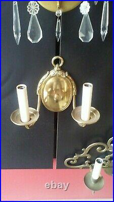 Brass wall sconce lights candelabra bulbs PAIR