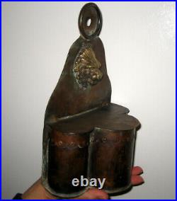 British 18th Century Copper Primitive Antique Wall Hanging Candle Holder 1700