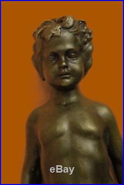 Bronze Original Aldo Vitaleh Young Nude Boy Wall Candle Holder Sculpture Statue