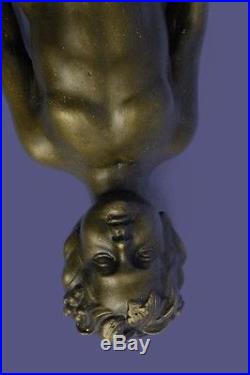 Bronze Sculpture Original Aldo Vitaleh Young Nude Boy Wall Candle Holder Sta BO2