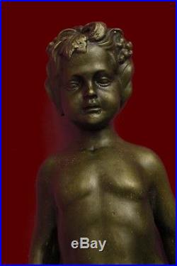 Bronze Sculpture Original Aldo Vitaleh Young Nude Boy Wall Candle Holder Sta BR3