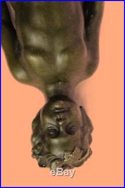 Bronze Sculpture Statue Original Aldo Vitaleh Young Nude Boy Wall Candle Holder