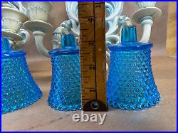 Burwood 1582 Wall Sconce Candle Holders Pair Hollywood Regency Blue/White VTG