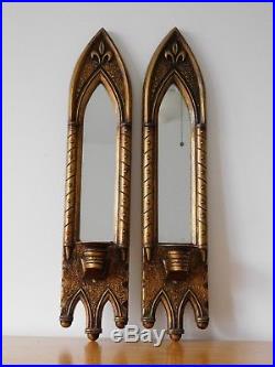 C. 19th Antique French Gilt Wooden Candle Wall Sconces Candle Holders Pair