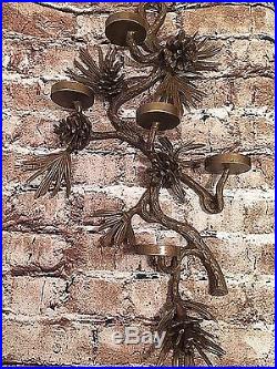 Cabin Decor Rustic E Bauer Wall Candle Holder Sconce Pinecone Brass 22 Inches