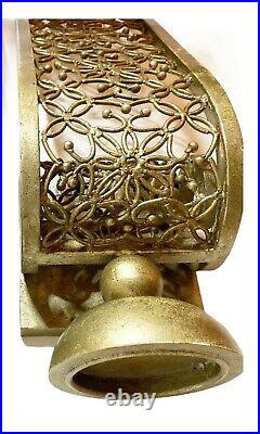 Candle Holder Wall Sconce Scrolling Floral Pattern Metal Antique Gold 20