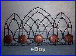 Candle Holders 2 Very Large Set Black Wrought Iron Church Window Entry Wall Art