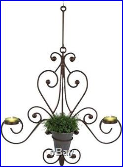 Candle Plant Holder Metal Wall Sculpture Traditional Tuscan Indoor Outdoor Decor