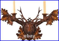 Candle Sconce Rustic Stag Head Hand-Cast Resin OK Casting 2-Candleholders Wall