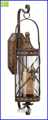 Candle Sconce Wall Decor Candle Holder Bronze Iron Glass Rustic Vintage Lantern