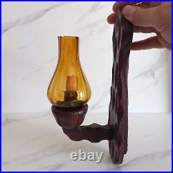 Candle Wooden Hanging Wall Retro Wood Natural Vintage Candlestick Home Decor Old