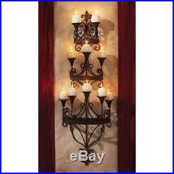 Carbonne Candle Chandelier Wall Sconce Hand Crafted Black Metal Formal Living