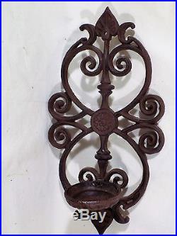 Cast Iron Wall Sconce Candle Holders Rustic Farm House