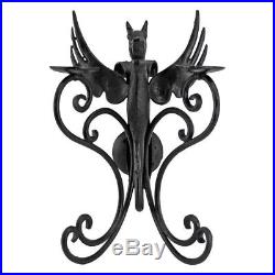Castle Dragon Iron Wall Sconce Gothic Medieval Pillar Candle Holder Sculpture