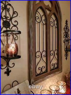 Church Window, Farmhouse, Cathedral Window, Country Wall Decor, Candle Sconces