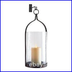 Classic Hanging Glass Candle Hurricane Black Iron with Hook Elegant 18 in
