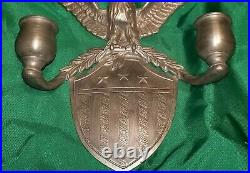 Colonial Casting Co. Meriden Conn Pewter Candle Holder Wall Sconce Eagle Shield