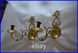 Colonial Williamsburg Restoration Virginia Metal Crafters Brass Pair Candle Wall