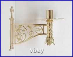 Consecration Candlesticks Wall Mount Brass Church Candle Holders #252