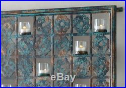 Cutout Gray Green Wall 10 Votive Candle HolderIron Fretwork Sconce