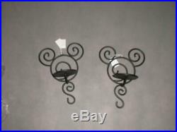DISNEY STORE Mickey Mouse Wall Candle Holder Sconce Set New Hiden Mickeys