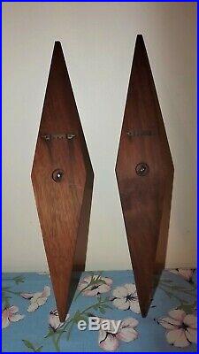 Danish Mid Century Modern TEAK WOOD AND BRASS Wall Sconce Candle holder Set