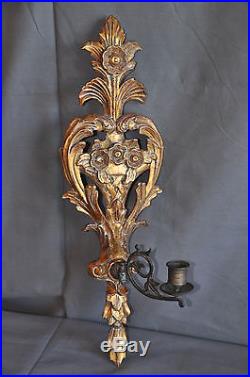 Decorative Gilt Wall Sconce With Candle Holder Friedman Brothers Style