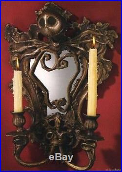 Disney Tim Nightmare Before Christmas Jack Cast Iron Wall Mirror Candle Holder