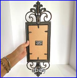 Distressed Metal Mirrored Pillar Candle Pair of 2 Bronze Toned Wall Sconces