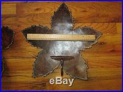 EUC Pair Large Brass Wall Sconce Candle Holders Maple leaf shape Made in India