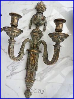 Elegant Pair of Ornate Wooden WALL SCONCE CANDLE HOLDERS 30 Inches Long