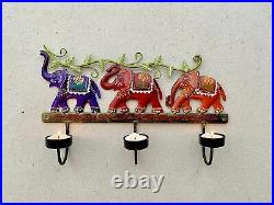 Elephant Shape Iron Wall Hanging Tea Light Holder Candle Stand