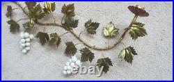 Enamel Tole Toleware Leaves Grapes Candlestick Candle Holder Hanging Wall Scones