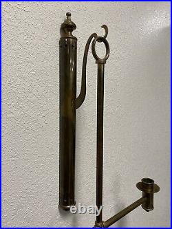 English Brass Double Arm Candlestick Library Candle Holder Wall Mount Hand Held