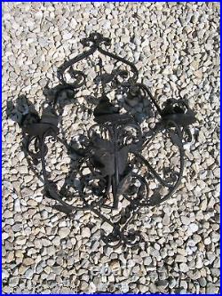 Estate Black Iron Wall Candle Holder Gothic Eames ooak Steampunk