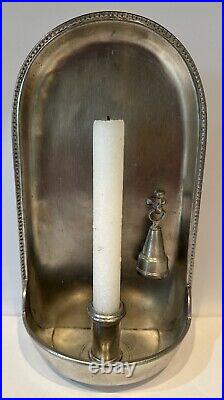 Etain French Pewter Sconce Wall Candle Holder w Snuffer Rare Antique 11 Tall