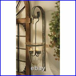 European Tuscan Glass & Ornamental Metal Candeliere Wall Sconce Candle Holder