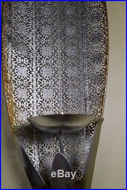 Extra Large Metal Leaf Moroccan Tea Light Candle Holder Wall Hanging Home Decor