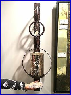 Falconara Uttermost XL 39 Rustic Metal Mercury Glass Wall Sconce Candle Holder