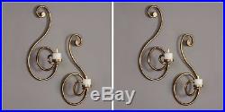 Four New 19 Forged Aged Gold Leaf Metal Wall Art Modern Sconce Candle Holder