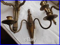 French 3 of gold patina bronze wall candle holders classic antique / vintage