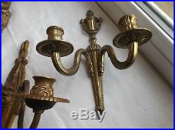 French 3 of gold patina bronze wall candle holders classic antique / vintage