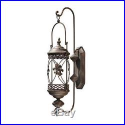 French Accent Fleur De Lis Metalwork Hanging Pendant Candle Holder Wall Lantern
