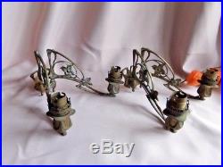 French Antique Sconces Wall Pair Piano Candle Holder Victorian Bronze Marked