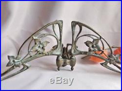 French Antique Sconces Wall Pair Piano Candle Holder Victorian Bronze Marked