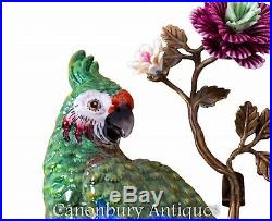 French Parrot Wall Lights Porcelain Ormolu Tropical Bird Candelabras