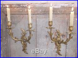 French a pair of gold bronze wall candle holders beautiful antique
